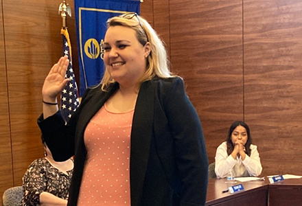 Alejandra Enciso Medina is sworn in as a new member of the AHC Board of Trustees.